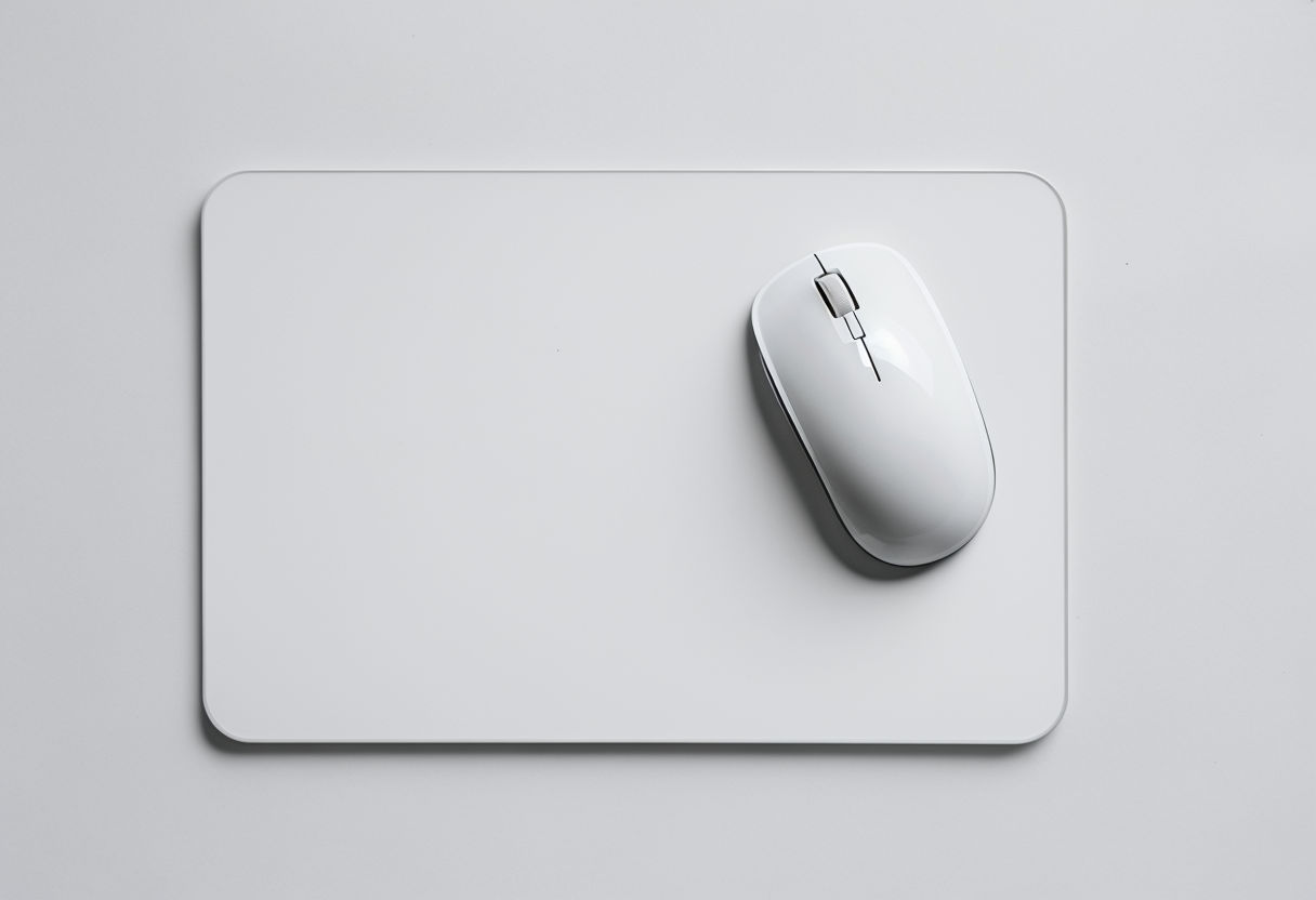 Minimalist White Mouse and Pad Design Art