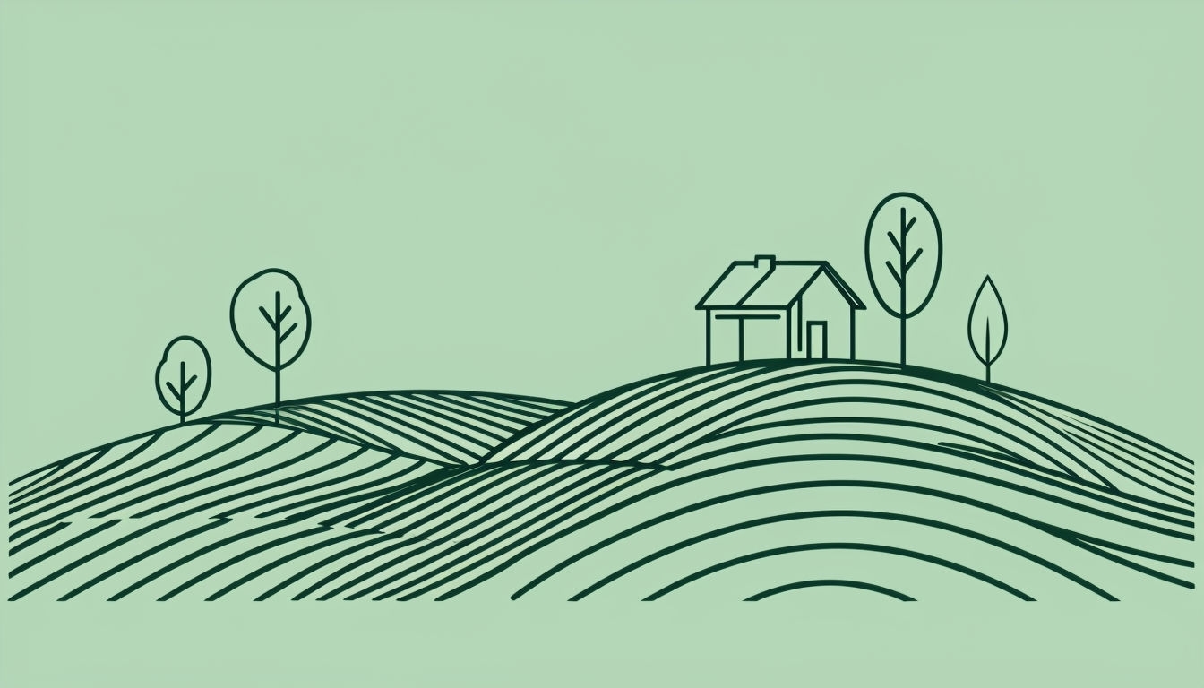 Serene Minimalist Line Art Pastoral Landscape Virtual Background