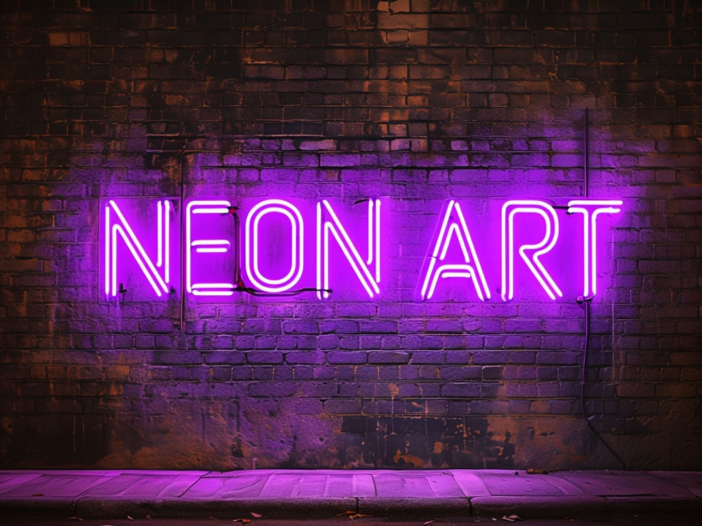 Vivid Neon Art Sign on Textured Brick Wall Poster