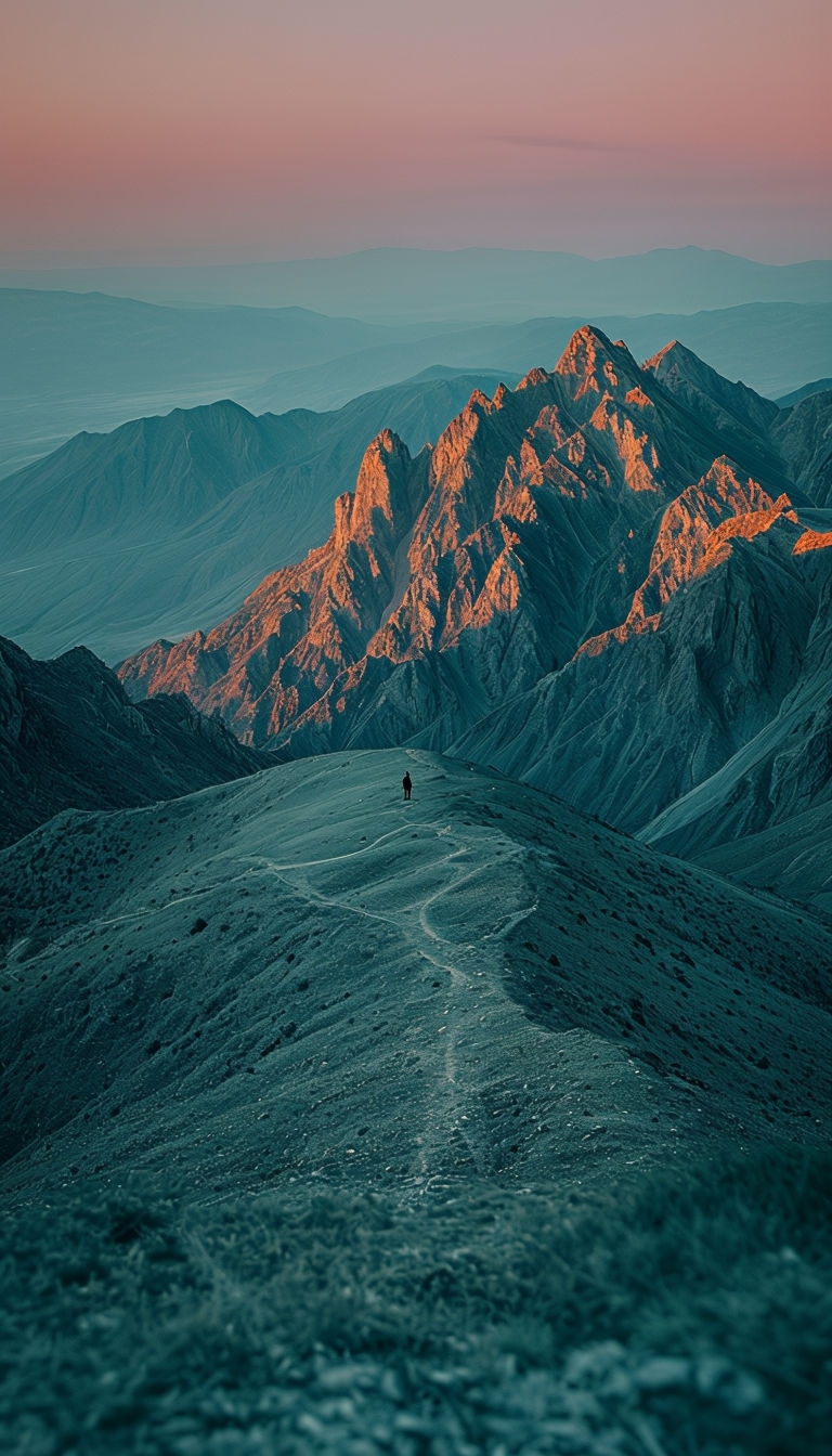 Majestic Evening Mountain Range Landscape Mobile Wallpaper