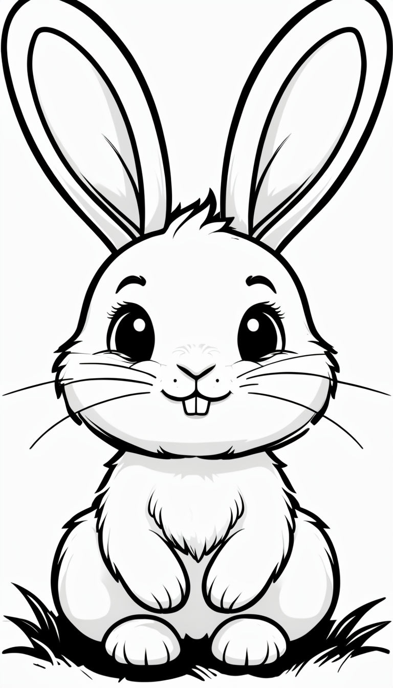 Cute Cartoon Bunny Illustration for Coloring Book Pages
