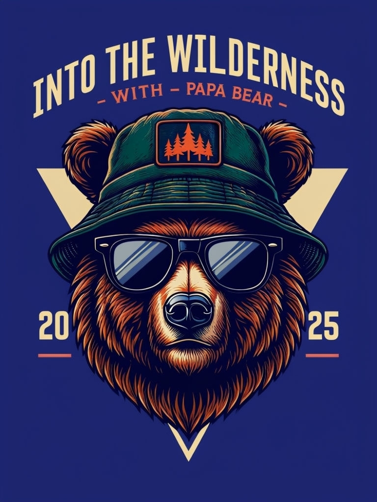 Vintage Bear Adventure Graphic with Cool Sunglasses T-shirt