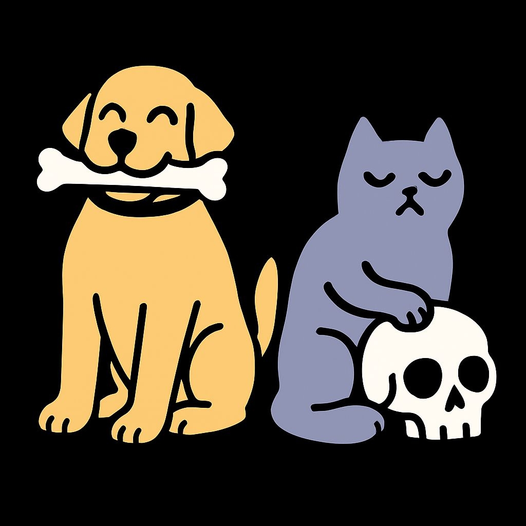 Playful Yellow Dog and Blue Cat Cartoon T-Shirt