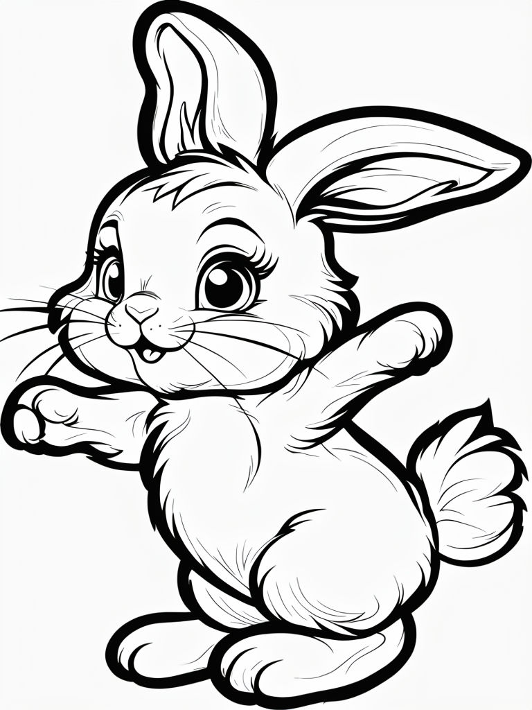 Joyful Dancing Bunny Coloring Page for Creative Expression