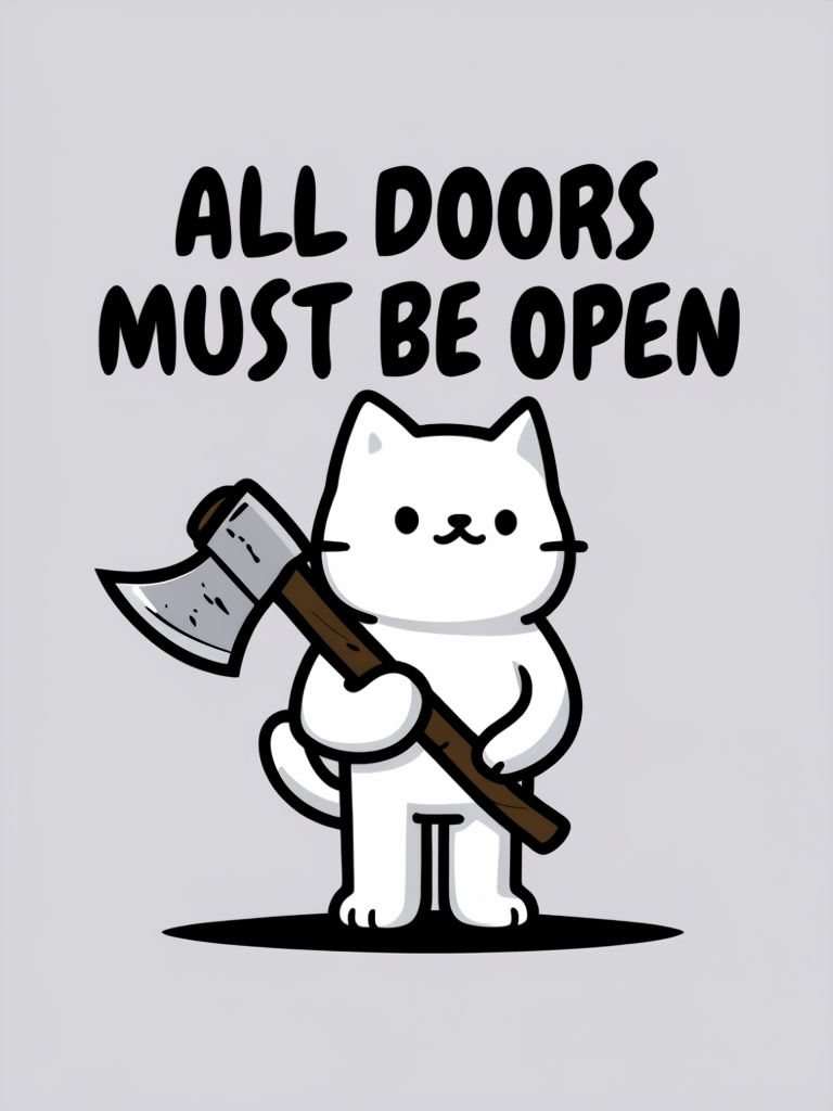 Cartoon Cat with Axe and Funny Quote T-Shirt