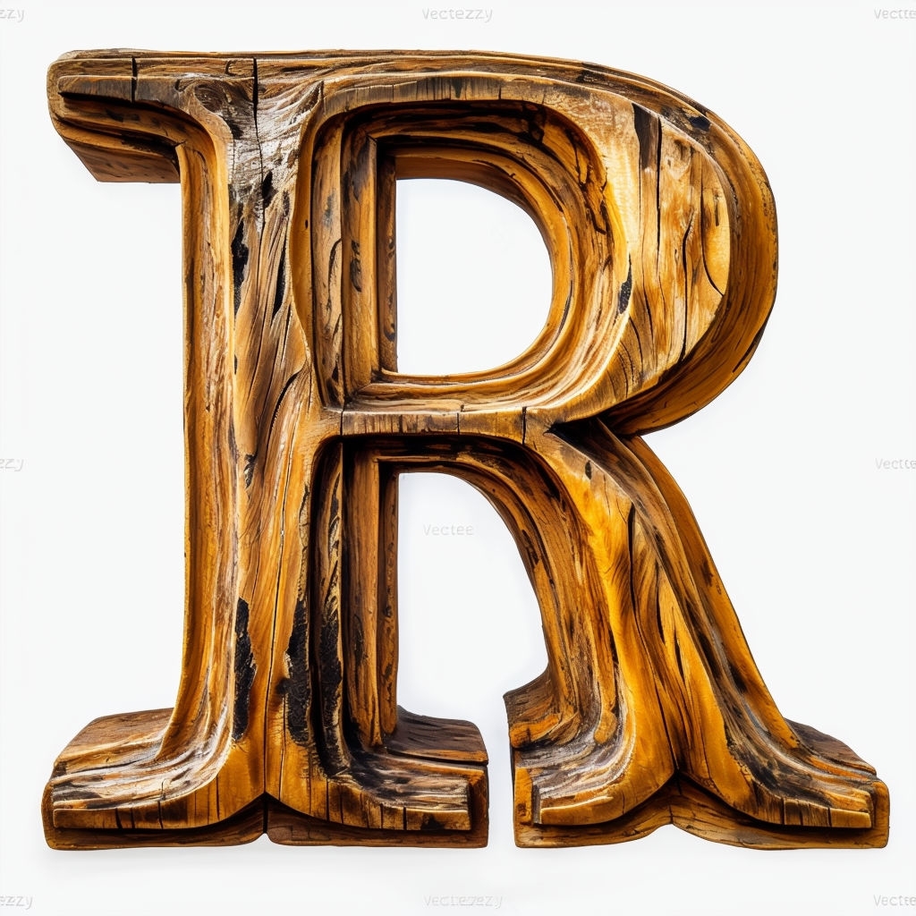 Rustic Wooden Letter R Close-Up Photography Monogram