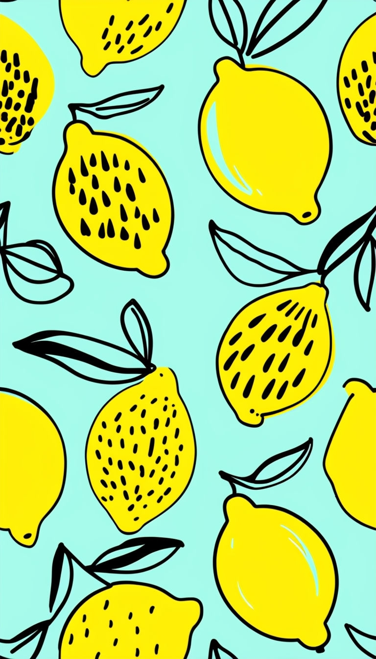 Vibrant Stylized Lemon Pattern on Light Turquoise Phone Case Cover