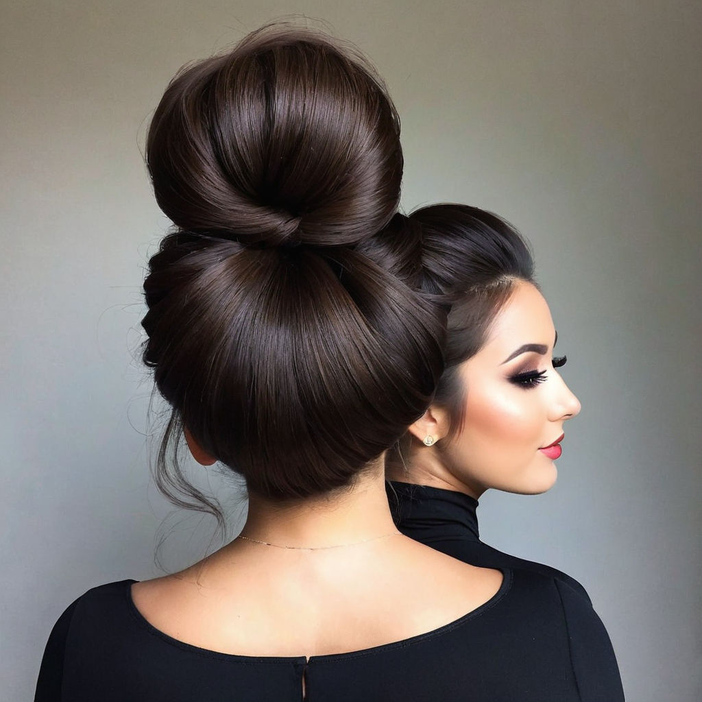 Twin sisters super very very voluminous thick big bun hair... by zarbon ...