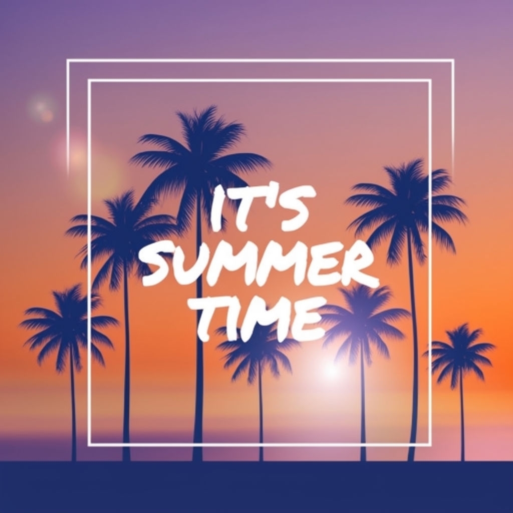 Tropical Sunset Palm Trees with Summer Vibes Graphic Social Media Post