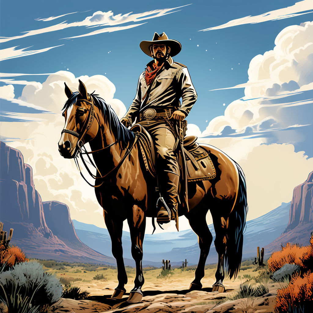 Comic design flinn the cowboy on his horse by Micha Portmann - Playground