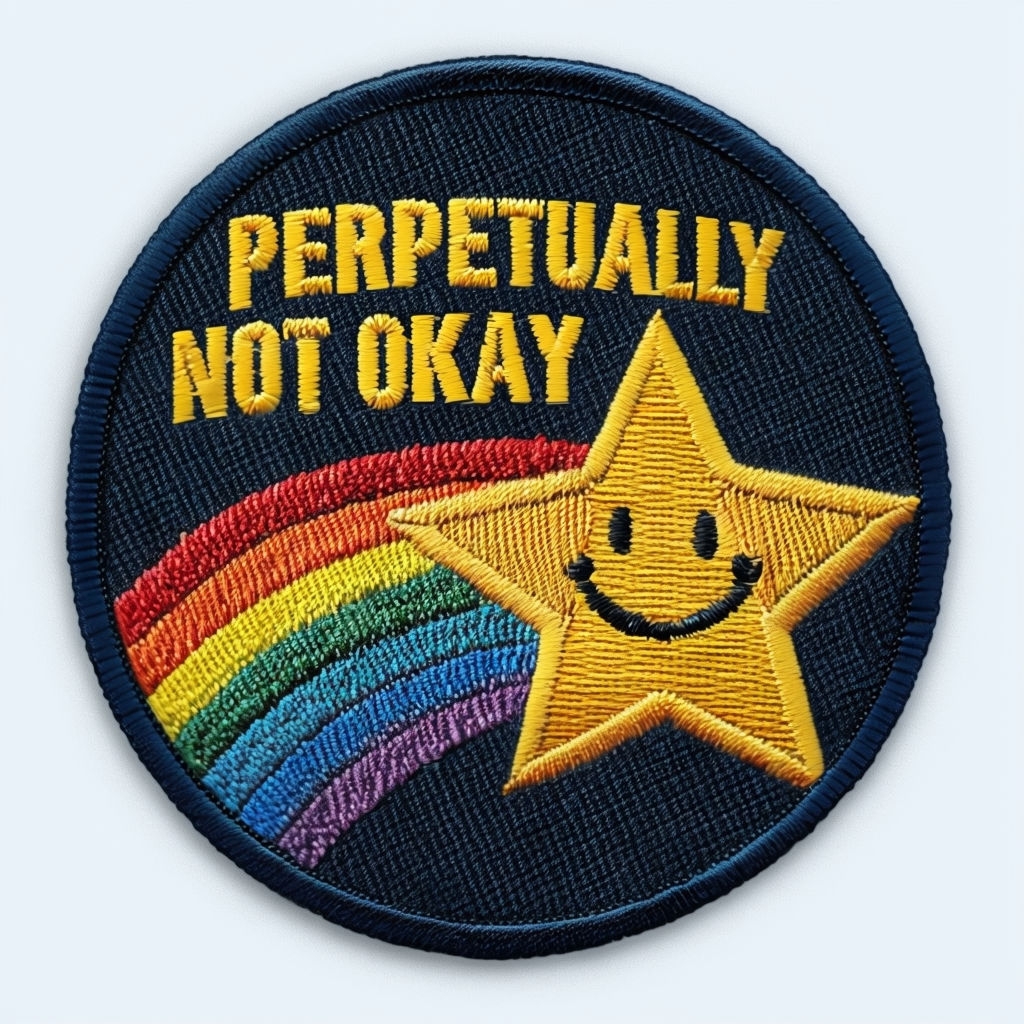Playful Embroidered Star and Rainbow Patch for Hats