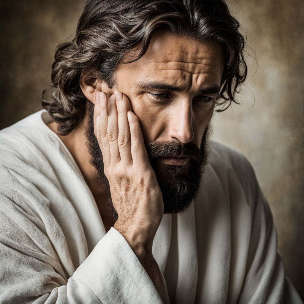 Jesus Christ with his hand on his worried face by Daniel Oliveira ...