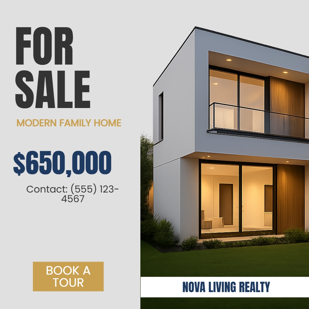 Modern Family Home Real Estate Advertisement Design Poster Ads