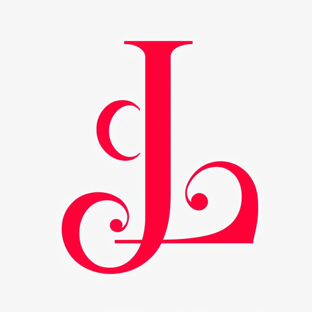 Stylized Red JL Monogram Art on White Background Monogram