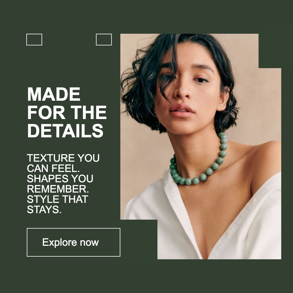 Modern Minimalist Fashion Advertisement with Confident Woman Instagram Posts
