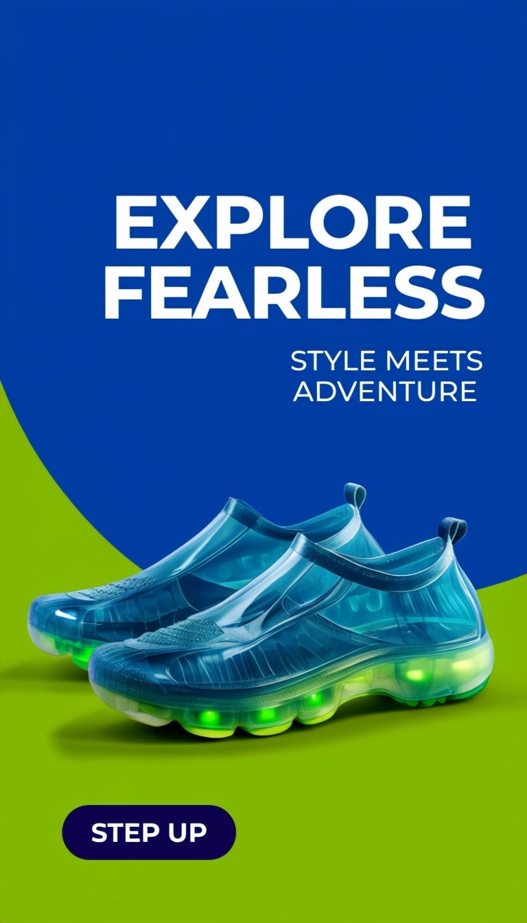 Vibrant Explore Fearless Water Shoes Advertisement Design Ads