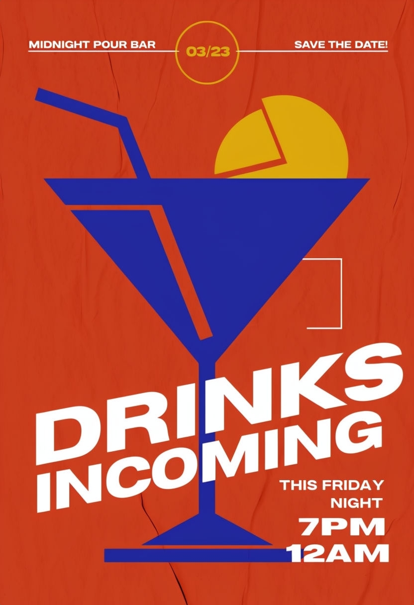 Modern Minimalist Midnight Pour Bar Event Poster