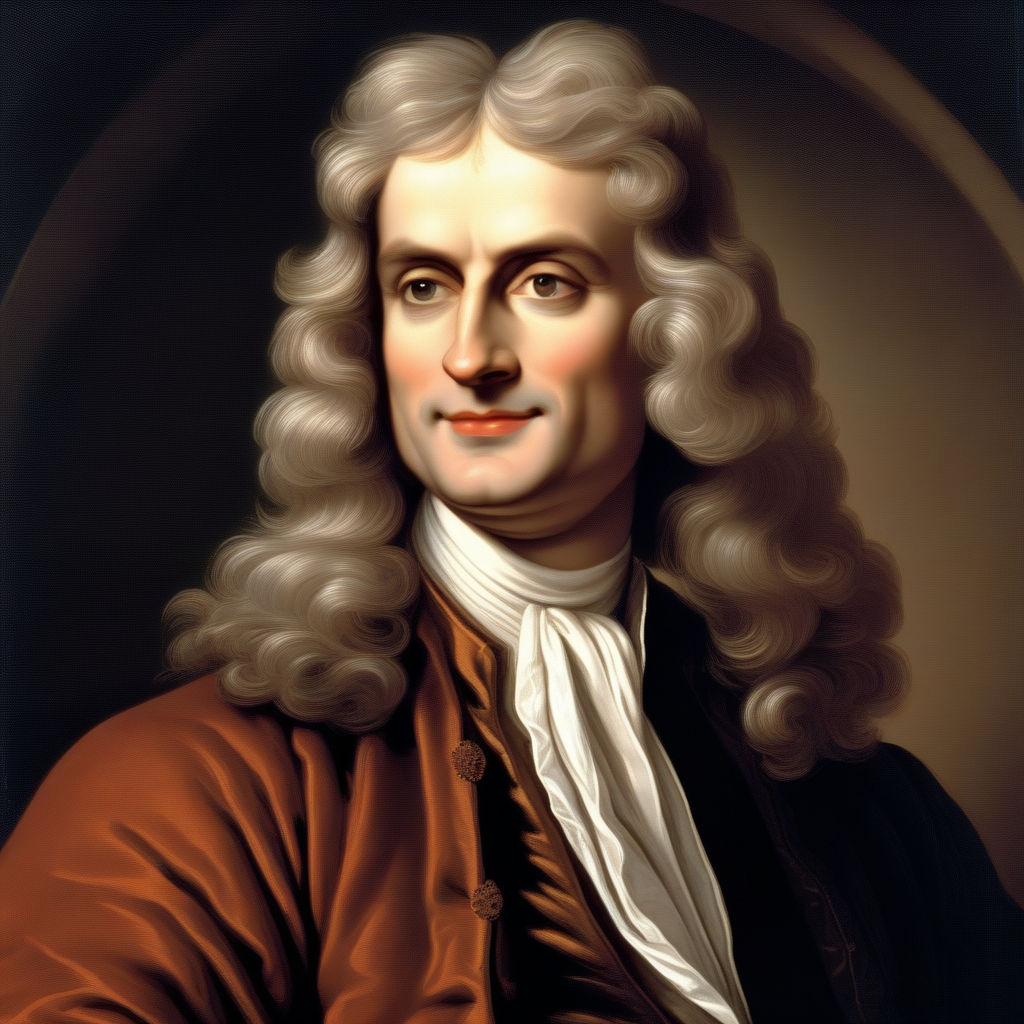 Isaac Newton smiling by Leandro Montero - Playground