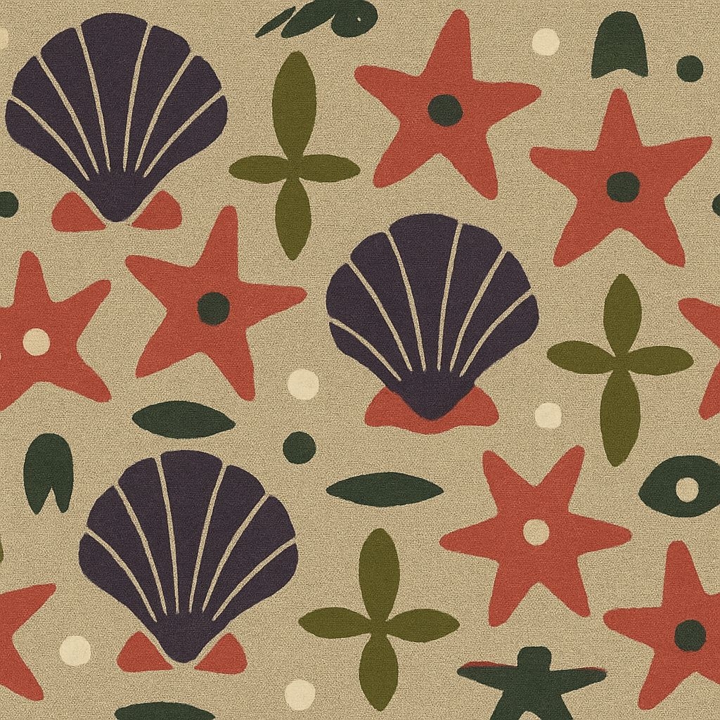 Vibrant Beach-Inspired Shells and Starfish Seamless Pattern