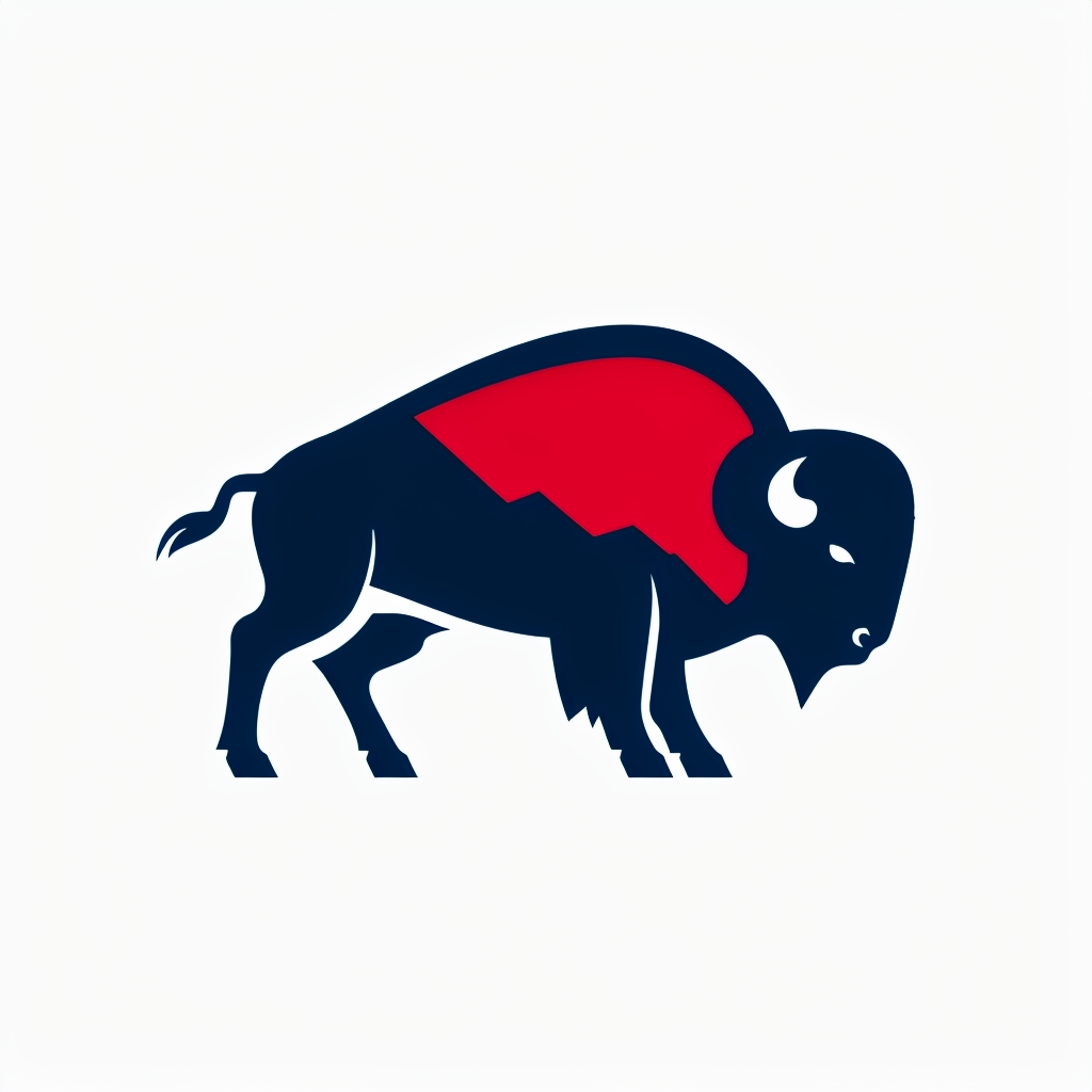 Navy Blue Red Minimalist Buffalo Logo