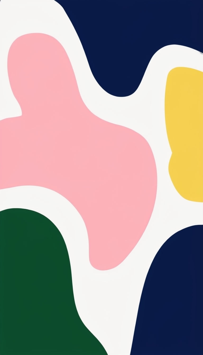 Vibrant Abstract Organic Shapes on White Background Mobile Wallpaper