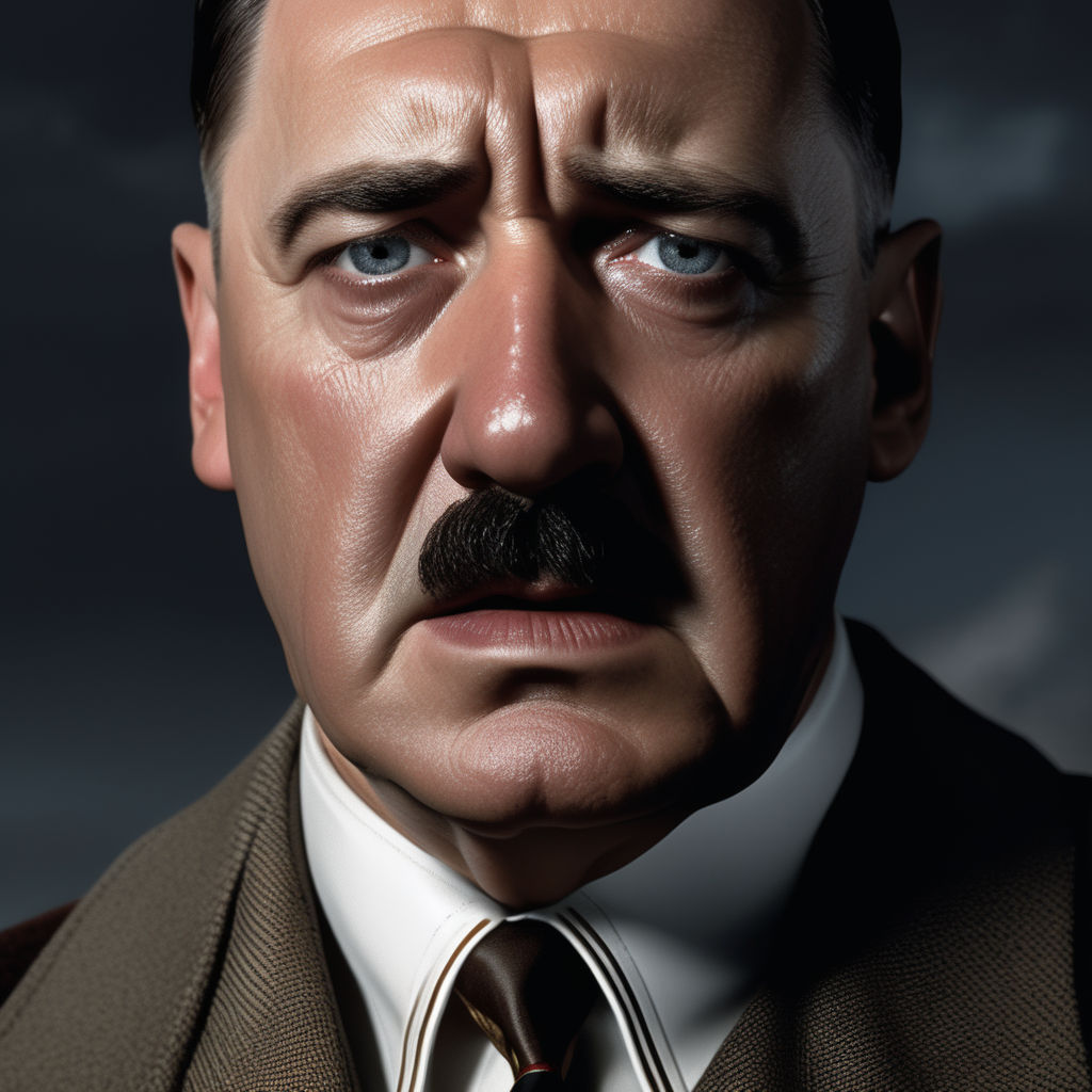 Cinematic 4k ultra-realistic photo of Adolf Hitler crying an... by ...