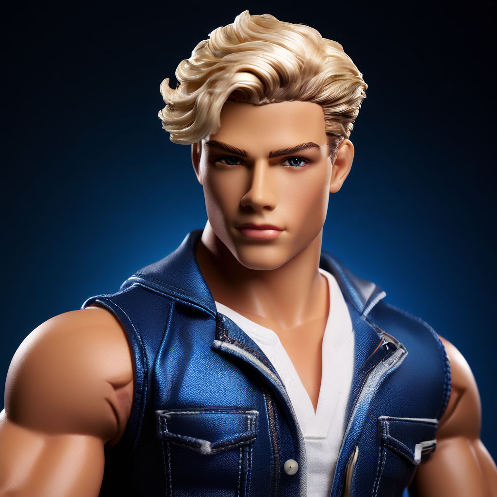 Ken doll teen with huge oversized biceps and short wavy blon… by Jay