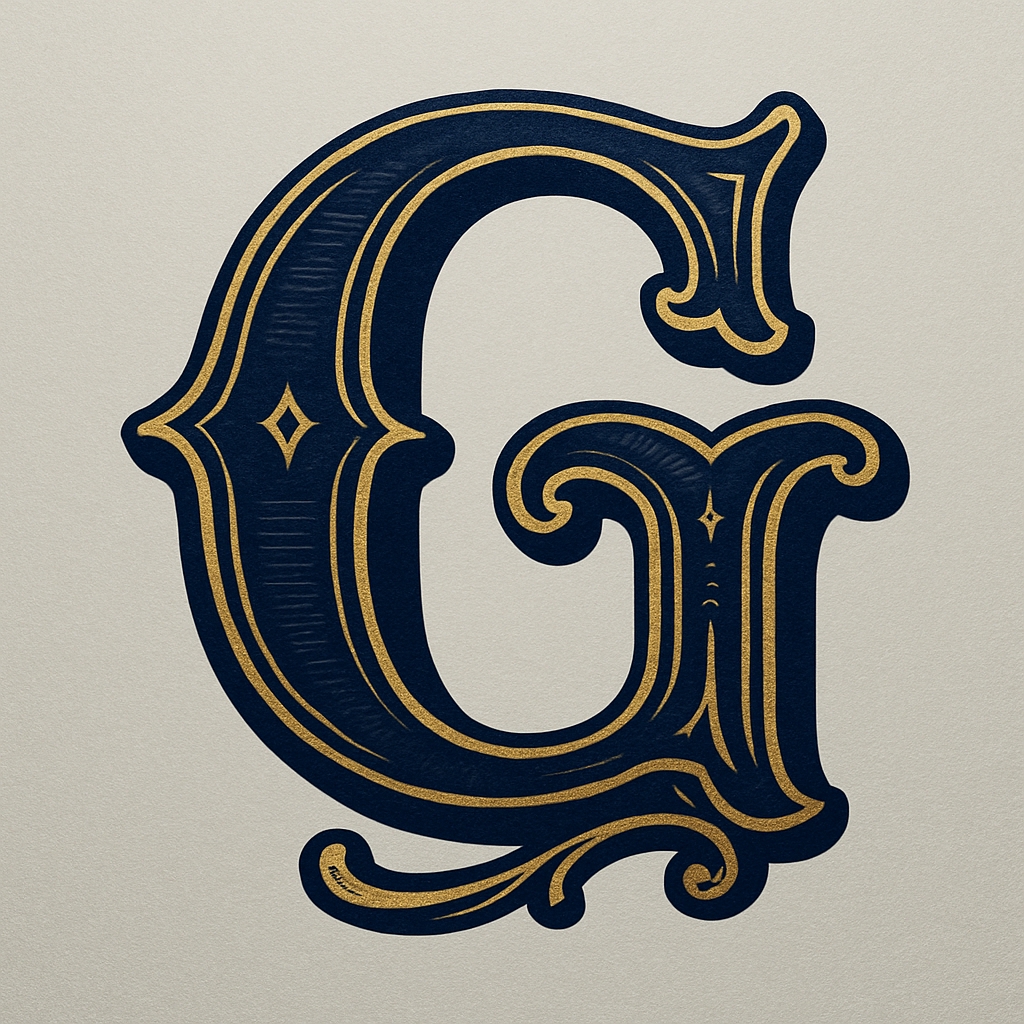 Ornate Elegant Letter G Design with Gold Embellishments Monogram