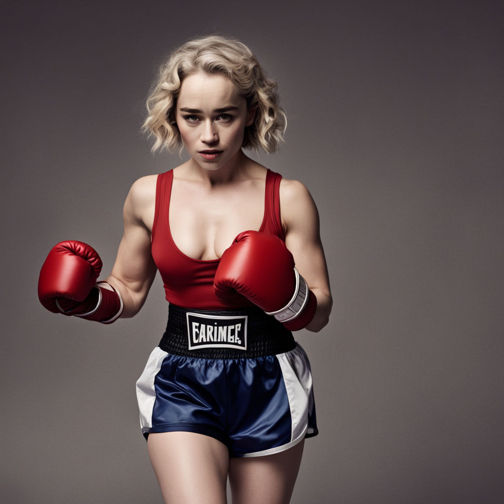 Emilia Clarke training in a UFC octagon