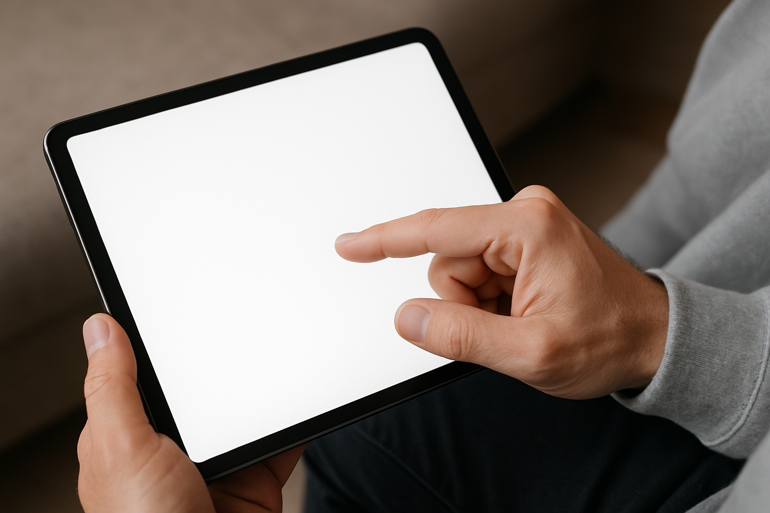 Modern Digital Tablet Interaction Close-Up Photograph Mockup