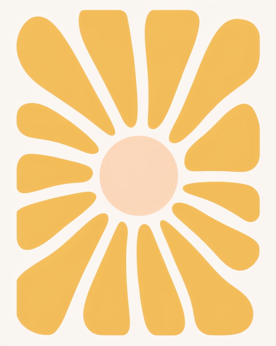 Modern Minimalist Abstract Sunflower Pattern T-shirt