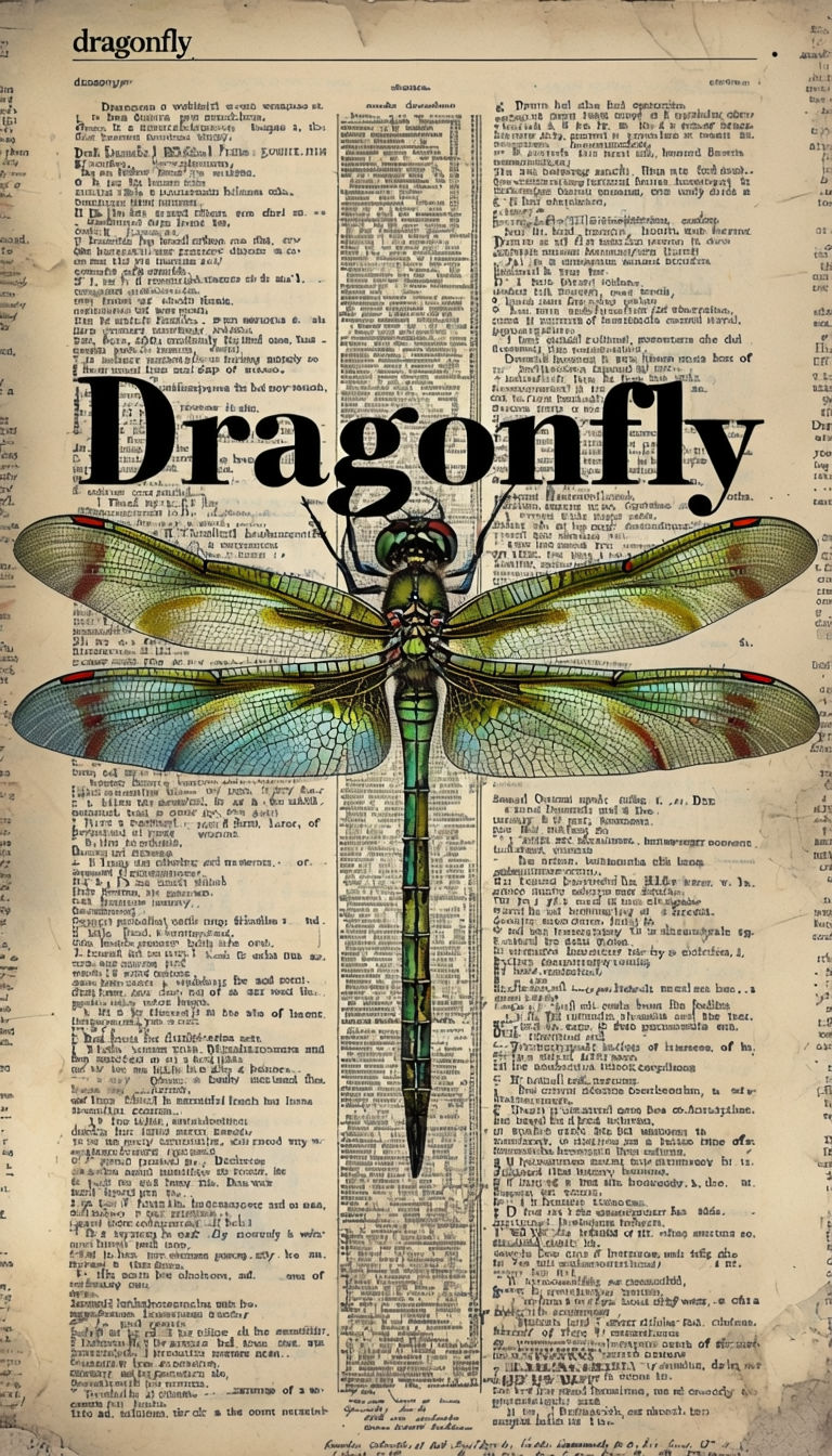 Dragonfly Vintage Collage Art Poster