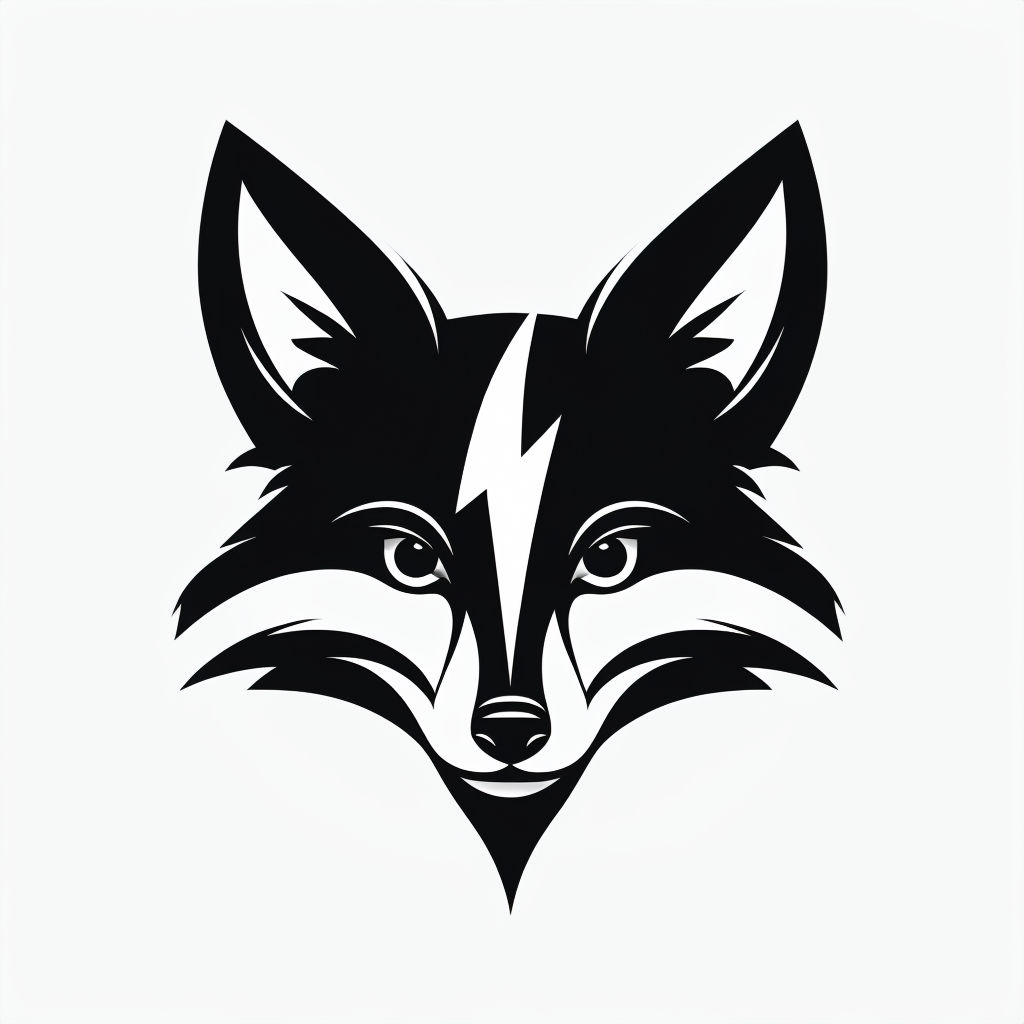 Minimalist Black and White Fox Head Illustration Sticker