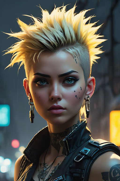 Cyberpunk reedy thin AR mohawk drawing masterpiece by Erica Cosat ...