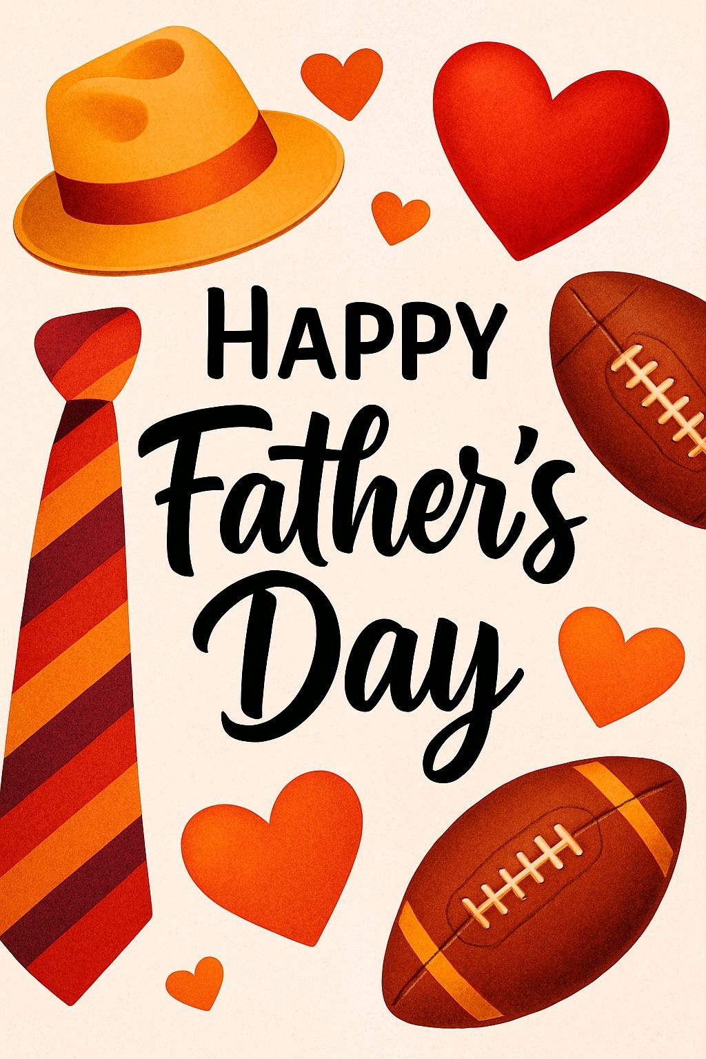 Cheerful Father's Day Greeting Card with Symbolic Elements Design Cards & Invites