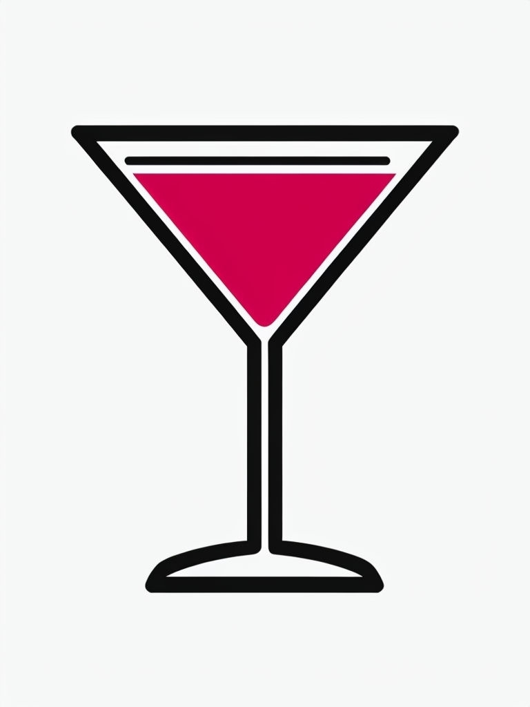 Minimalist Martini Glass Icon with Crimson Liquid Sticker