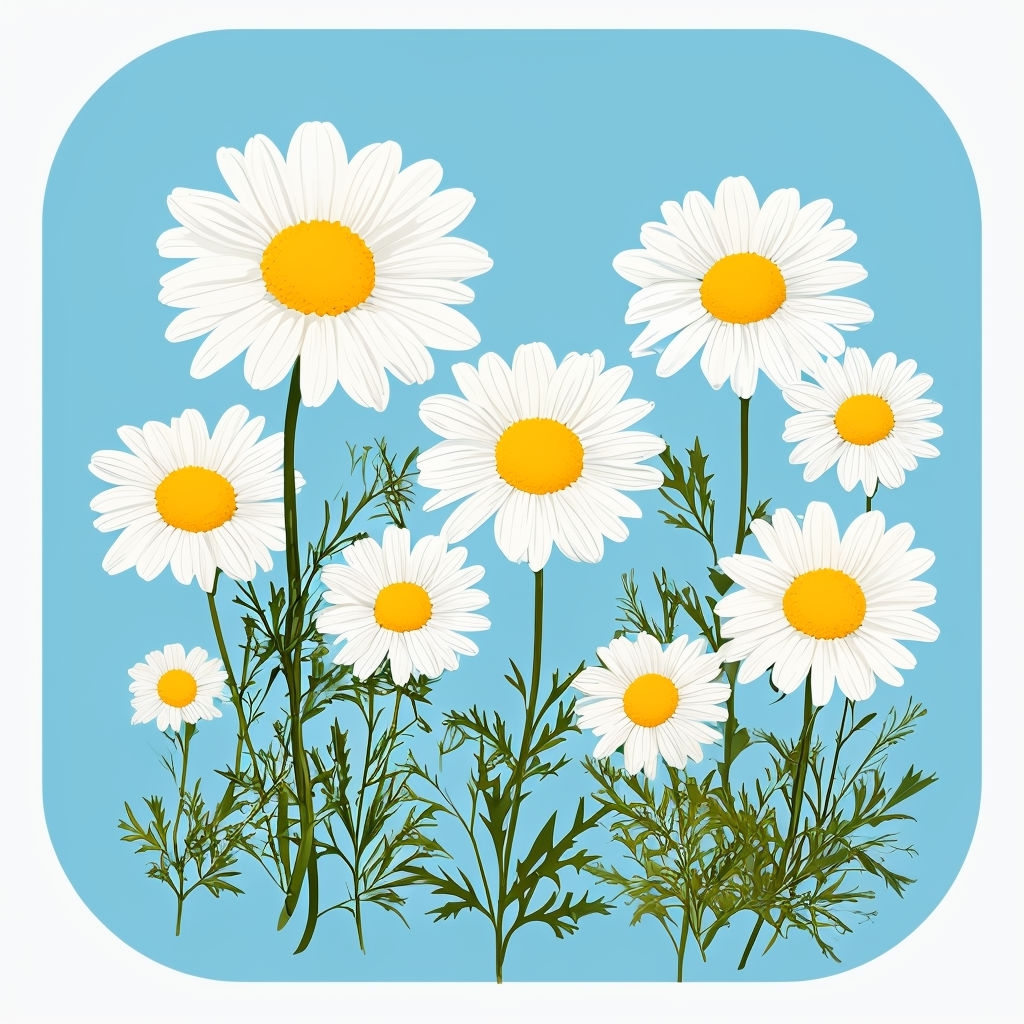 Cheerful Daisy Cluster Illustration on Sky Blue Background Mug