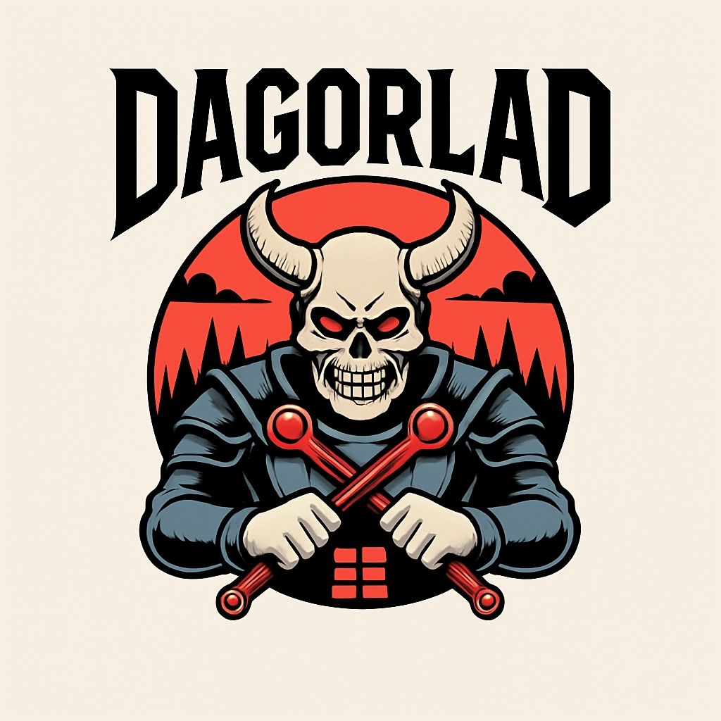 Menacing Skeletal Warrior Cartoon Illustration T-Shirt