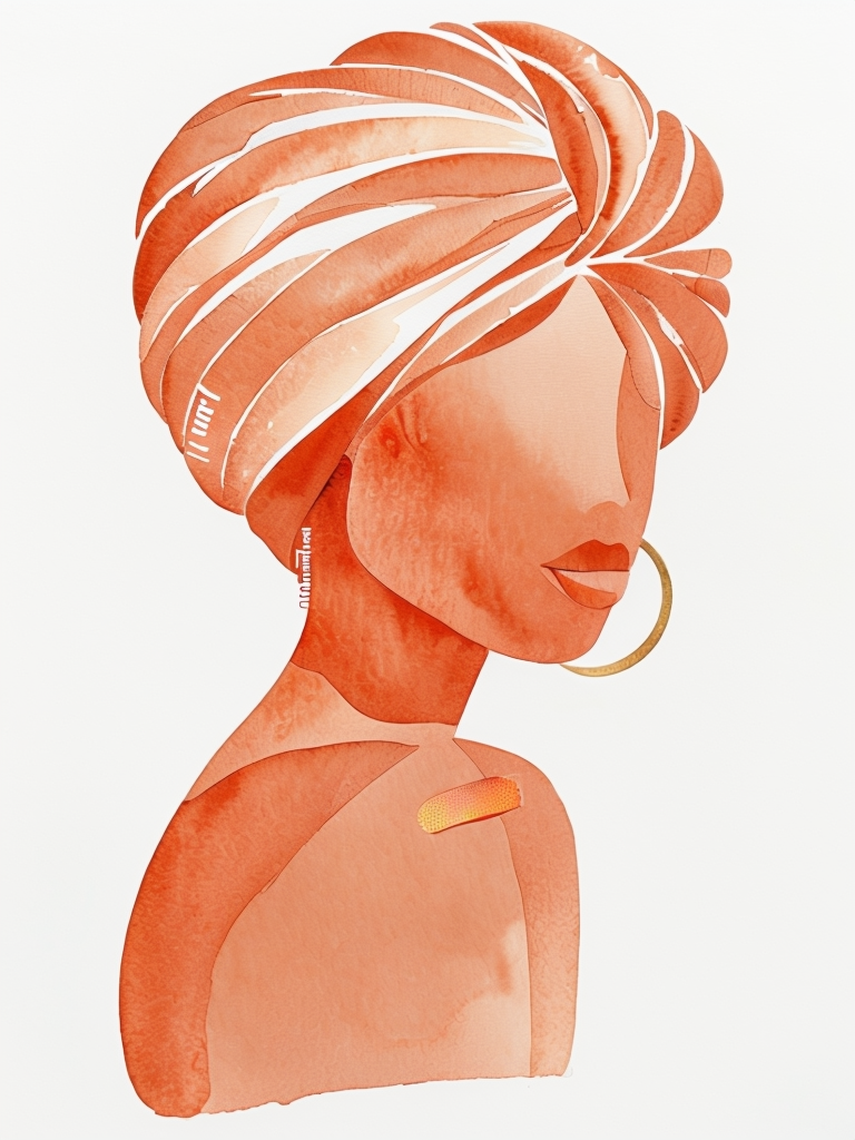 Minimalist Terracotta Turban Watercolor Illustration