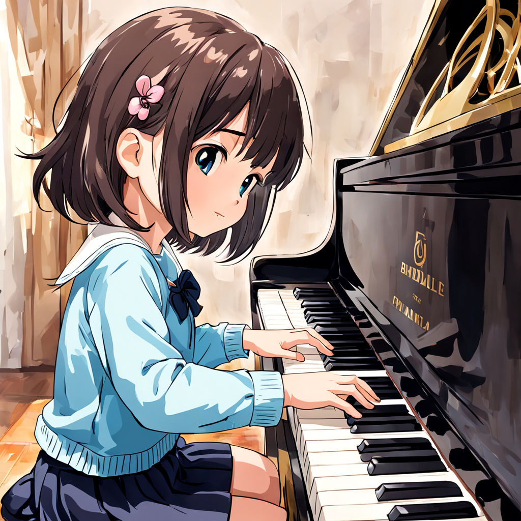 anime girl Playing the Piano instrument