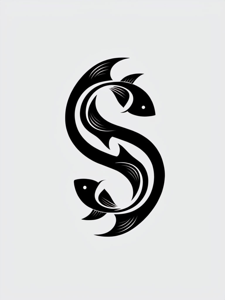 Elegant Intertwined Fish Letter S Minimalist Logo