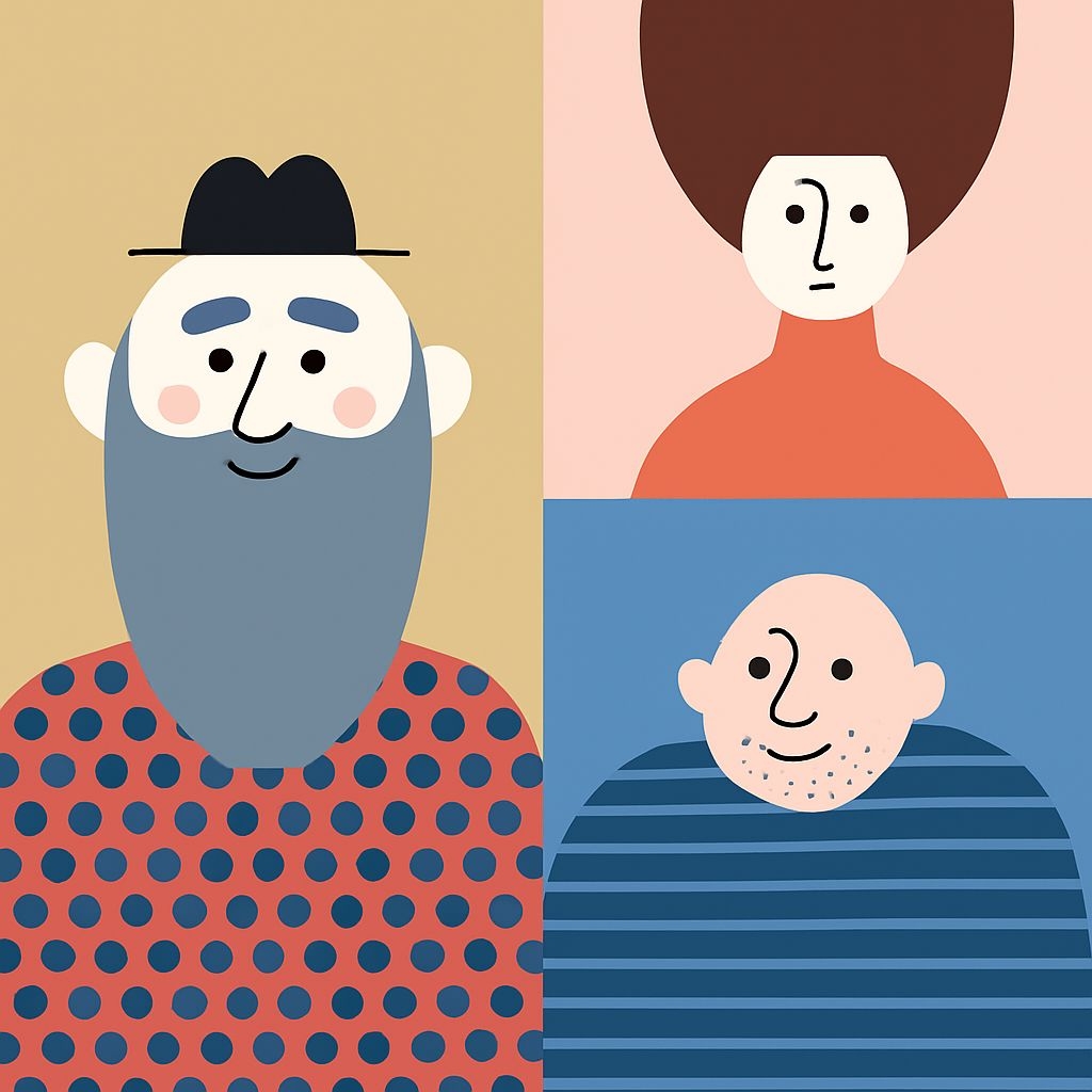 Modern Minimalist Stylized Human Faces Pattern Design Seamless Pattern