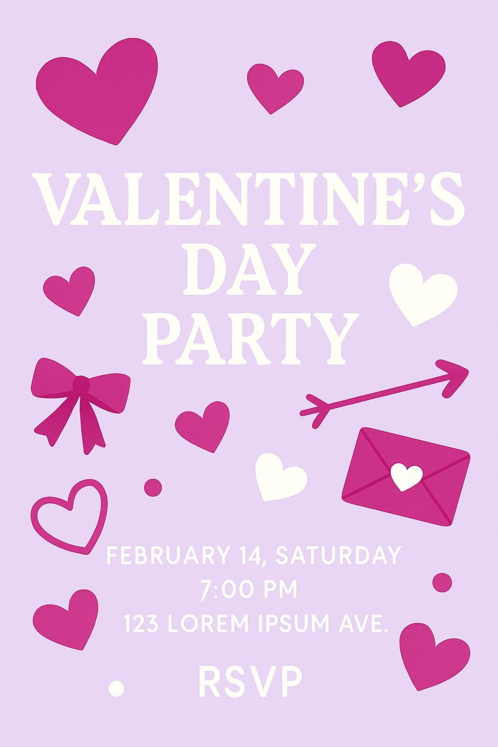 Lavender Valentine's Day Party Invitation with Playful Design Cards & Invites
