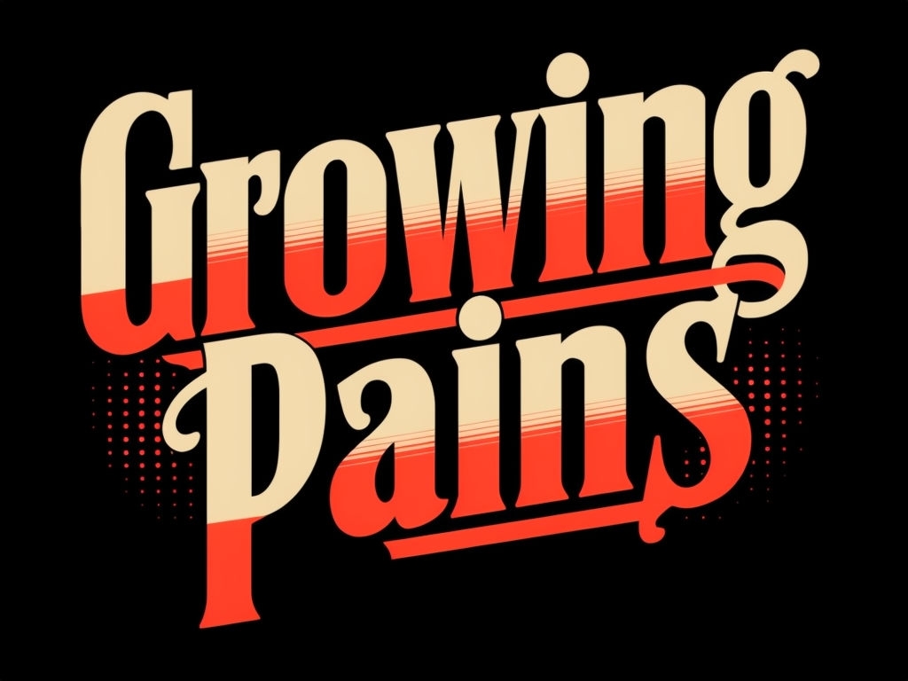 Growing Pains Typography Design with Retro Style T-Shirt