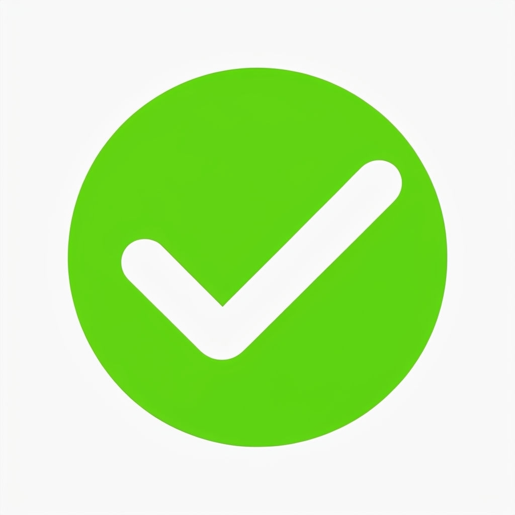 Lime Green Minimalist Checkmark Icon on White Background Sticker
