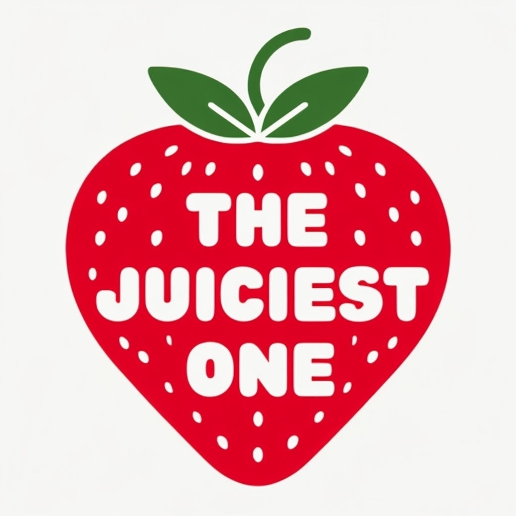 Stylized Red Strawberry Design with Bold Text on Mug