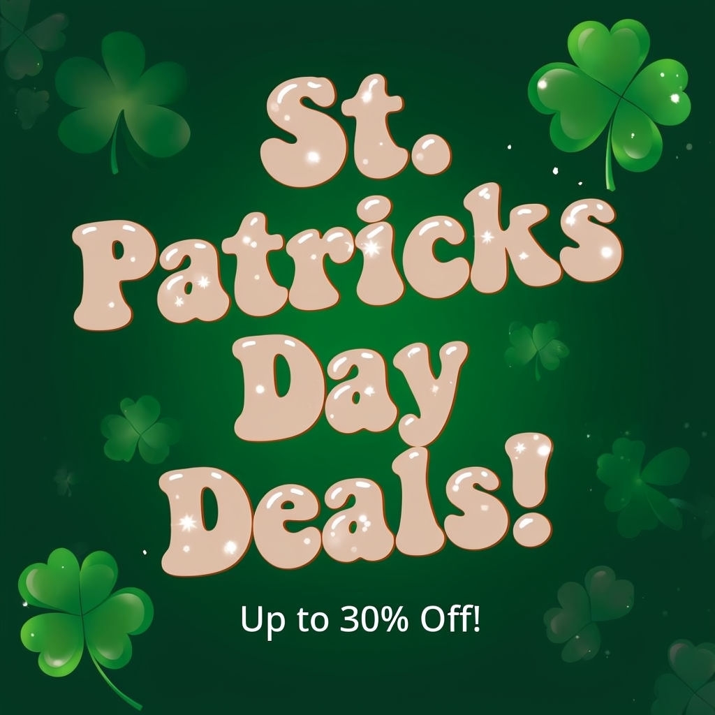 Playful St. Patrick's Day Deals Graphic with Shamrocks Social Media Post