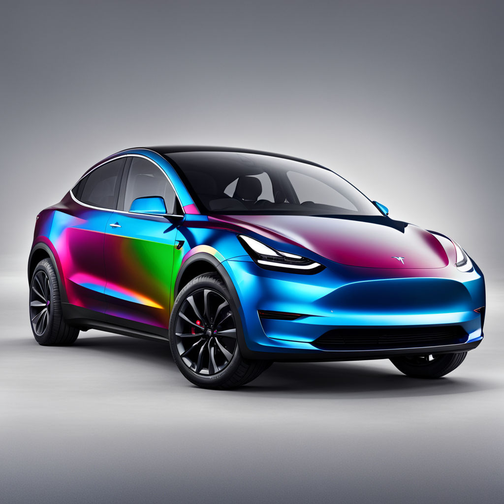 Rainbow colored tesla model y by Lucas - Playground