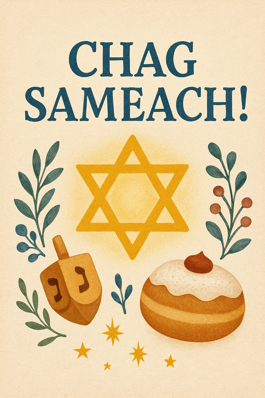 Festive Hanukkah Greeting Card with Star of David and Dreidel Design Cards & Invites