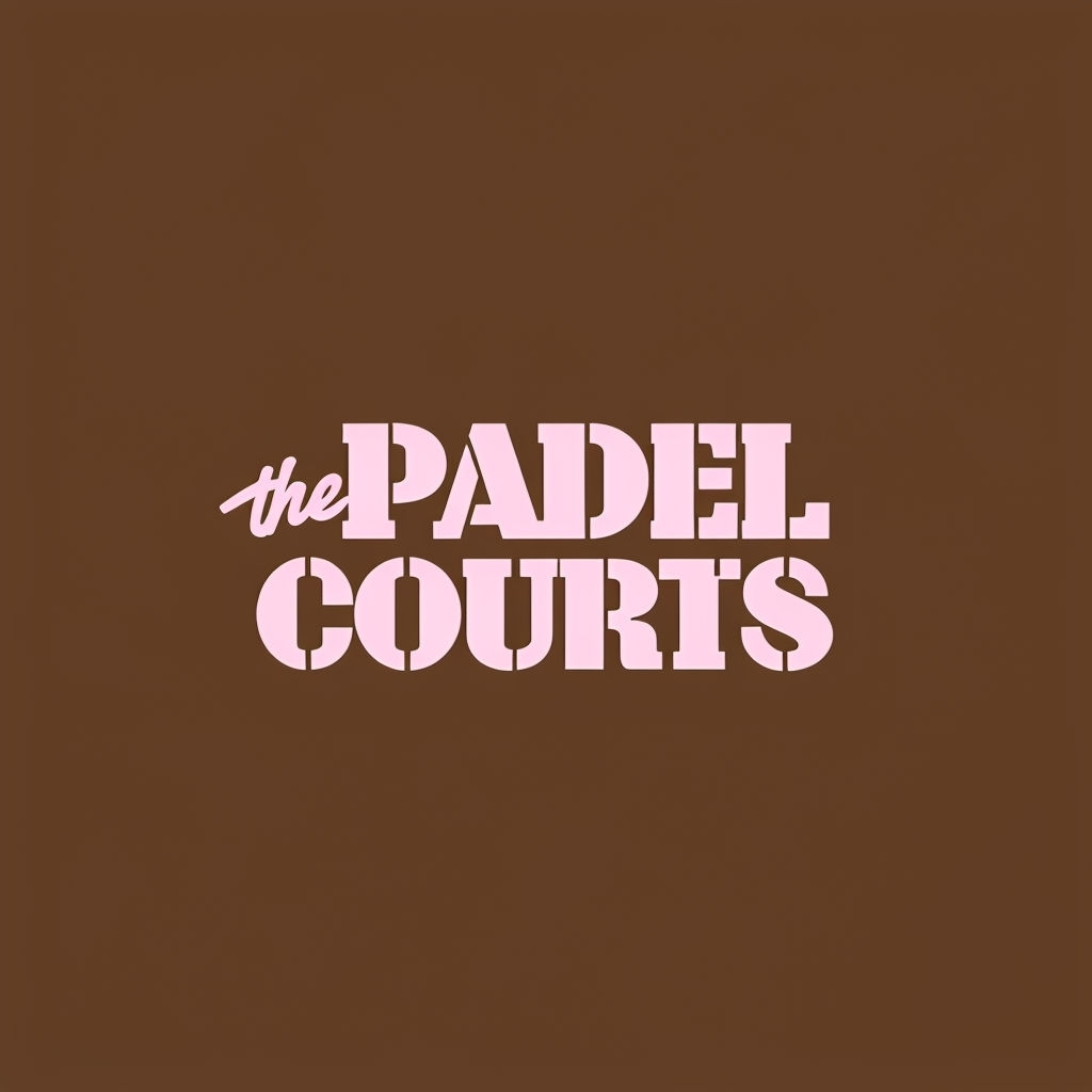 Minimalist Light Pink Padel Courts Logo on Brown Background